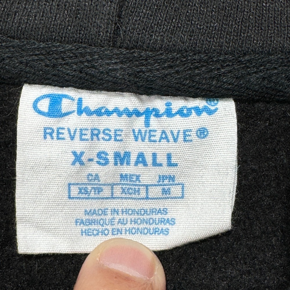 Champion Reverse Weave Chenille Felt Logo Hoodie Sweatshirt Men X-Small Black - Picture 5 of 9